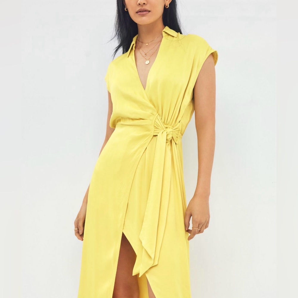 Anthropologie Maeve Open Back Midi Dress Yellow Women’s Small